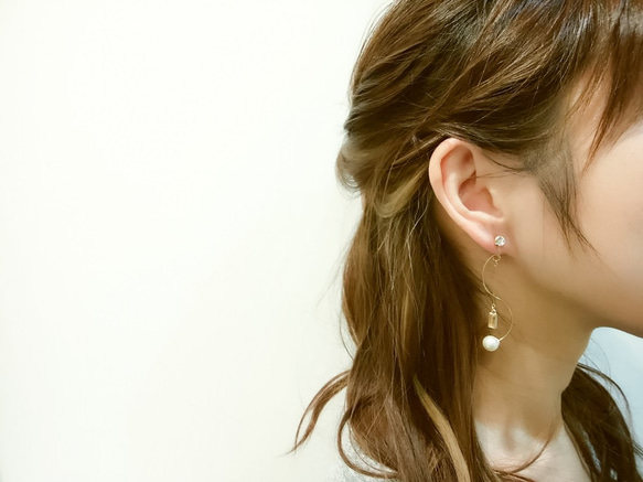 【14kgf耳環】Yurumaki耳環【水晶】 第3張的照片