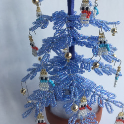 ガラスビーズのクリスマスツリー　Pale Blue 雪だるま 2枚目の画像