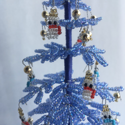 ガラスビーズのクリスマスツリー　Pale Blue 雪だるま 3枚目の画像