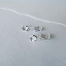 925純銀 原焠 原礦白水晶 珍珠 耳環 或 耳夾 一對 第3張的照片