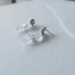 925純銀 原焠 原礦白水晶 珍珠 耳環 或 耳夾 一對 第5張的照片