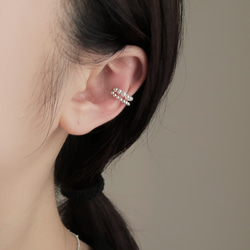925 スターリングシルバー真珠光沢のあるラウンド ビーズ耳骨クリップ イヤリング片耳クリップ 6枚目の画像