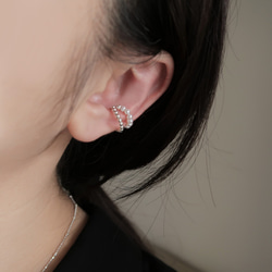 925 スターリングシルバー真珠光沢のあるラウンド ビーズ耳骨クリップ イヤリング片耳クリップ 10枚目の画像