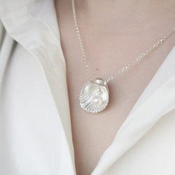 925純銀 雪白貝殼珍珠 項鍊 第8張的照片