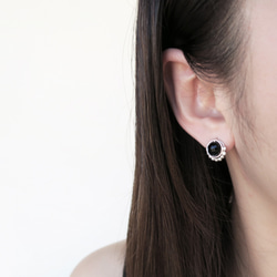 925純銀 華麗風黑瑪瑙 耳針耳環 第5張的照片