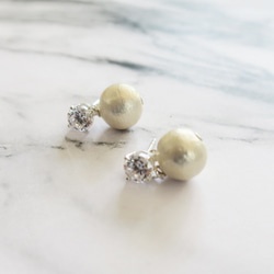 925純銀 閃亮鋯石棉珍珠 耳環 或耳夾 第2張的照片