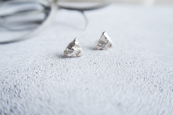 925純銀 三角礦石/小石子 耳環或耳夾 (一對) 第2張的照片