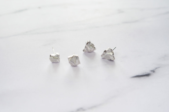 925純銀 三角礦石/小石子 耳環或耳夾 (一對) 第7張的照片
