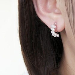 925純銀 珍珠C圈 耳針耳環 或 耳夾 一對 第9張的照片