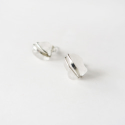 925純銀 獨家亮紋-天然石 白水晶 不規則形礦石 耳環 一對 第5張的照片