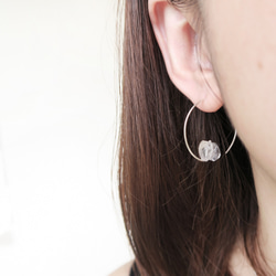 925純銀 幾何圓形-天然原礦白水晶 耳針耳環 一對 第8張的照片