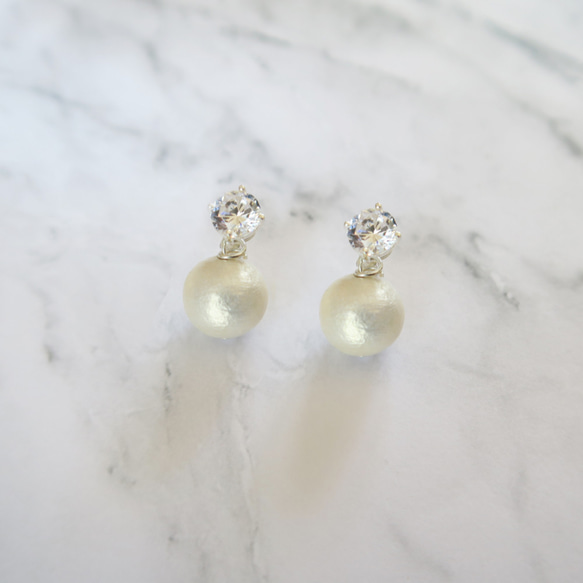 925純銀 閃亮鋯石棉珍珠 耳環 或 耳夾 第1張的照片