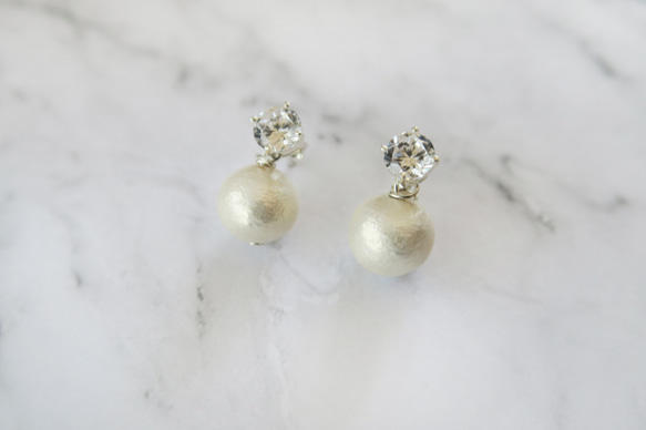 925純銀 閃亮鋯石棉珍珠 耳環 或 耳夾 第4張的照片