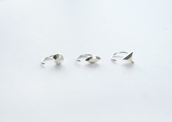 小さな宝石C-耳飾りのイヤリング（スターリングシルバー） - 丸型、三角形、マーキス - ワンペア 7枚目の画像