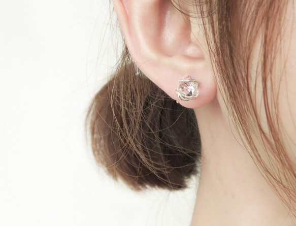 925純銀 獨家閃耀晶亮水晶 耳環或耳夾 一對 第1張的照片