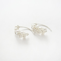 925純銀 珍珠C圈 耳環 或 耳夾 一對 第2張的照片