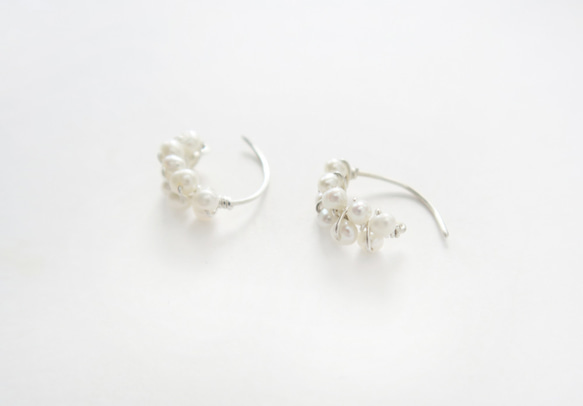 925純銀 珍珠C圈 耳環 或 耳夾 一對 第3張的照片