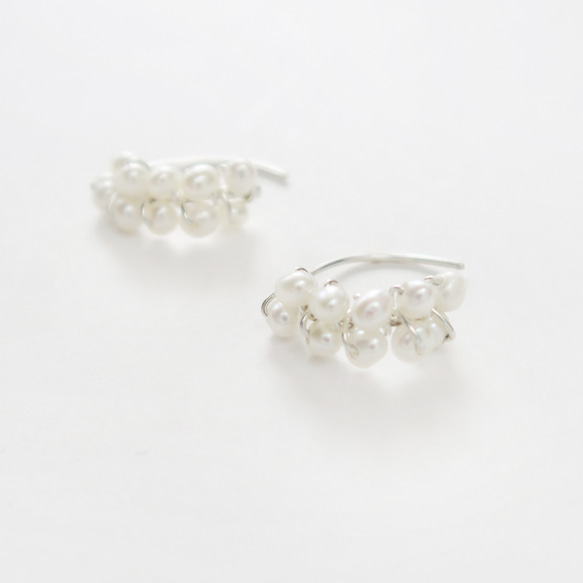 925純銀 珍珠C圈 耳環 或 耳夾 一對 第4張的照片