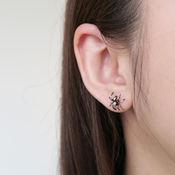 925純銀 黑蜘蛛 耳針或耳夾 耳環 (一對) 第6張的照片