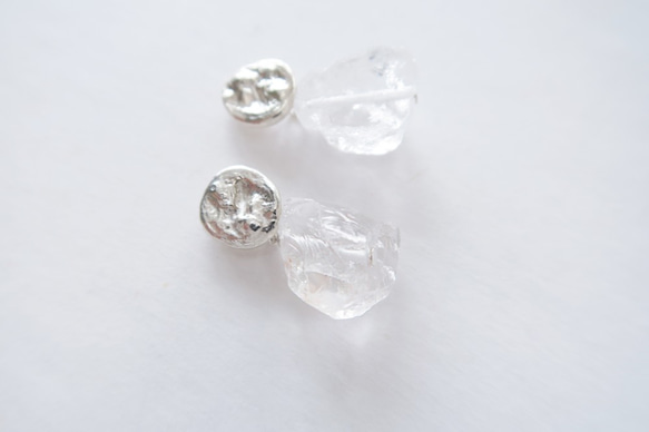 獨家限量 925純銀 原焠 白水晶原礦 耳環 或 耳夾 一對 第2張的照片