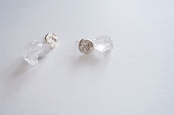 獨家限量 925純銀 原焠 白水晶原礦 耳環 或 耳夾 一對 第4張的照片