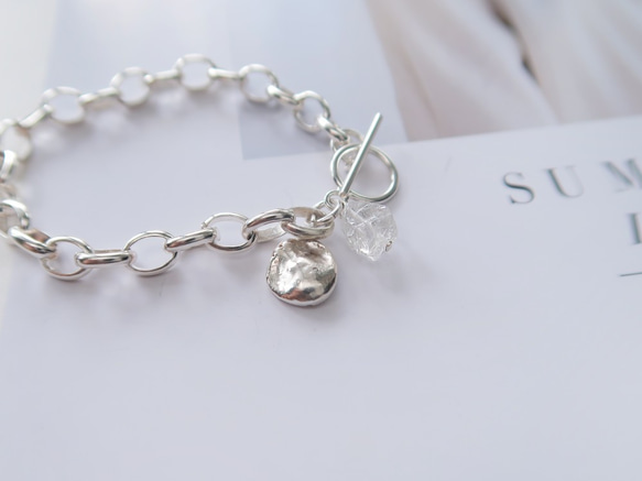 925純銀 原焠 沁涼白水晶 T扣 手鍊 免費送禮包裝 第2張的照片