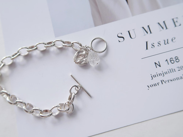 925純銀 原焠 沁涼白水晶 T扣 手鍊 免費送禮包裝 第4張的照片