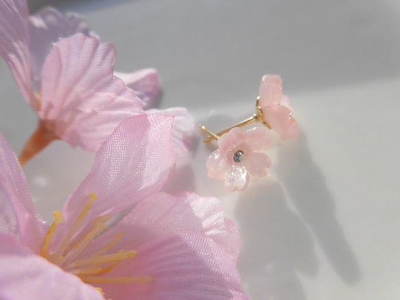 再販【弁天堂】[私も好きだよ、さくら」（サージカルステンレス）小さな桜のスタッドピアス 8枚目の画像