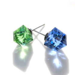 再販【弁天堂】「[緑と青のドアノブ] 片耳ピアス2種類セット 」(サージカル)新色ドアのノブ 1枚目の画像