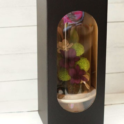 仏花プリザーブドフラワー　ガラスボトル入り1対2基　②　マム　デンファレ匿名配送 仏花プリザーブドフラワー ガラスボトル入り1対2基 ② マム