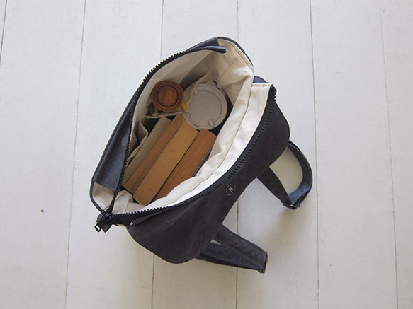 Canvas Backpack-Small(Zipper Closure/External Zipper Pocket) 5枚目の画像