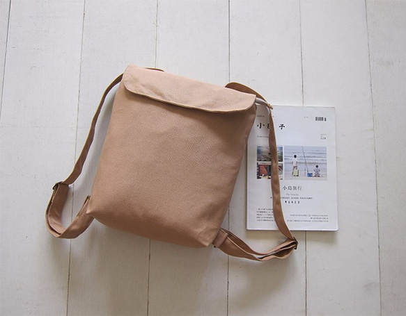 Canvas Backpack-Small(Zipper Closure/External Zipper Pocket) 2枚目の画像