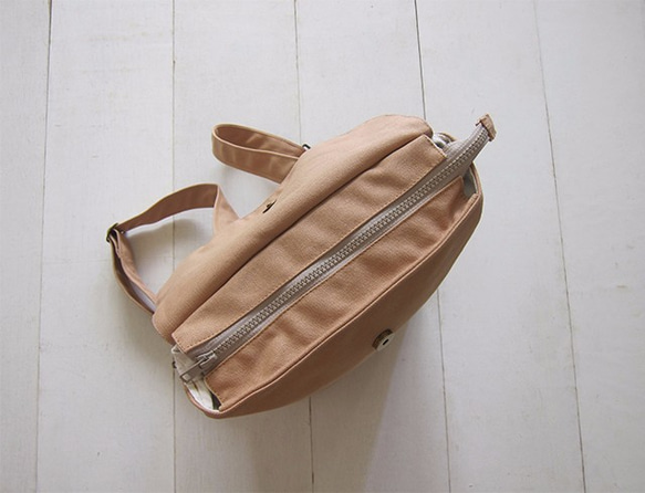 Canvas Backpack-Small(Zipper Closure/External Zipper Pocket) 3枚目の画像