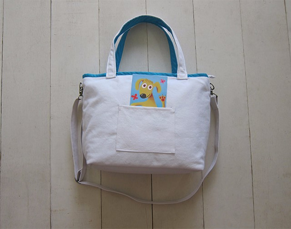 Medium Tote W/ Outer Pocket ,Zipper Closure,Should Strap 3枚目の画像