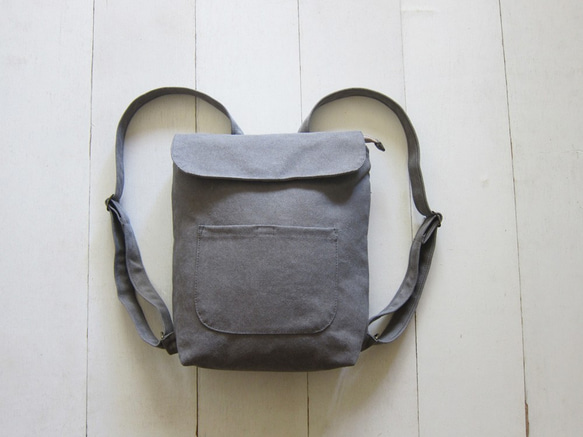Canvas Backpack-Small(Zipper Closure/External Zipper Pocket) 1枚目の画像