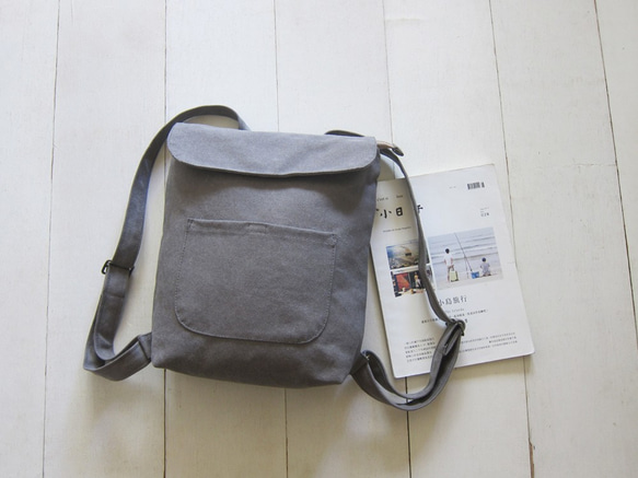 Canvas Backpack-Small(Zipper Closure/External Zipper Pocket) 2枚目の画像