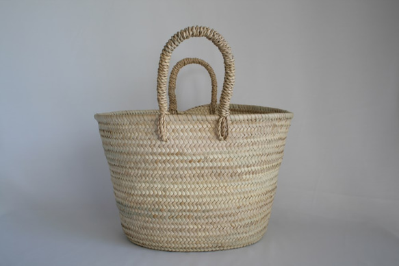 【値引済】￥9800→￥6860【カラー＊マルシェバッグ　ナチュラル】夏・お出掛け かごバッグ　モロッコ  天然素材 3枚目の画像