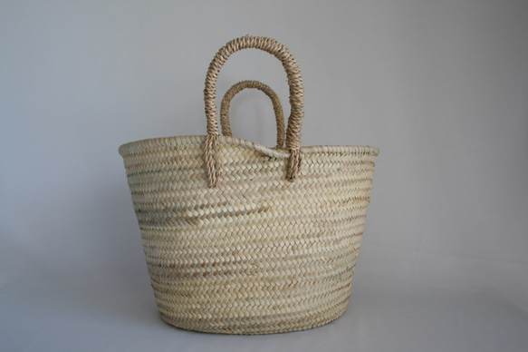 【値引済】￥9800→￥6860【カラー＊マルシェバッグ　ナチュラル】夏・お出掛け かごバッグ　モロッコ  天然素材 4枚目の画像