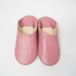 【値引済】￥5940→￥4158【シンプル・バブーシュ】濃ピンク ／ レディース　モロッコ　手作り　高品質革 2枚目の画像