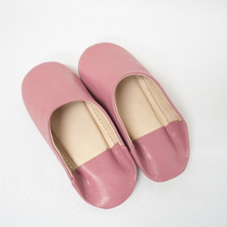 【値引済】￥5940→￥4158【シンプル・バブーシュ】濃ピンク ／ レディース　モロッコ　手作り　高品質革 4枚目の画像