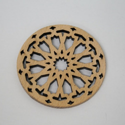 【木製コースター】アラベスク・丸①／1セット(5枚入り) モロッコ　手作り　 2枚目の画像