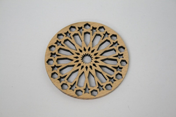 【木製コースター】アラベスク・丸②／1セット(5枚入り) モロッコ　手作り　 2枚目の画像