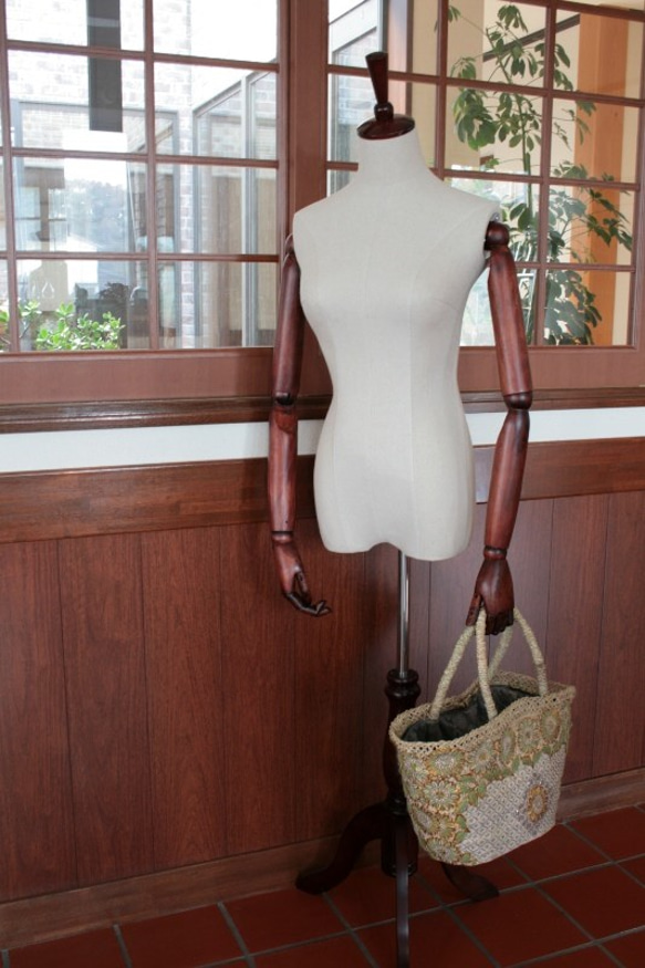 【値引済】￥11700→￥8190【花＊マルシェバッグ】M／グリーン　夏・お出掛け　かごバッグ　モロッコ 2枚目の画像