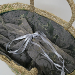 【値引済】￥11700→￥8190【花＊マルシェバッグ】M／グリーン　夏・お出掛け　かごバッグ　モロッコ 3枚目の画像