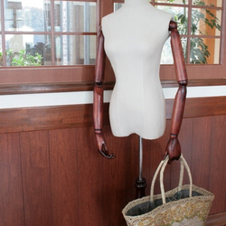 【値引済】￥14200→￥9940【花＊マルシェバッグ】Ｌ／グリーン　夏・お出掛け　かごバッグ　モロッコ 2枚目の画像