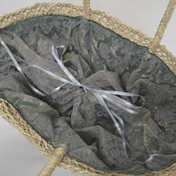 【値引済】￥14200→￥9940【花＊マルシェバッグ】Ｌ／グリーン　夏・お出掛け　かごバッグ　モロッコ 4枚目の画像