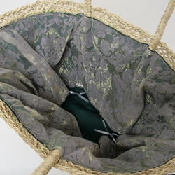 【値引済】￥14200→￥9940【花＊マルシェバッグ】Ｌ／グリーン　夏・お出掛け　かごバッグ　モロッコ 5枚目の画像