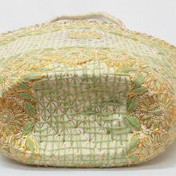 【値引済】￥14200→￥9940【花＊マルシェバッグ】Ｌ／グリーン　夏・お出掛け　かごバッグ　モロッコ 10枚目の画像