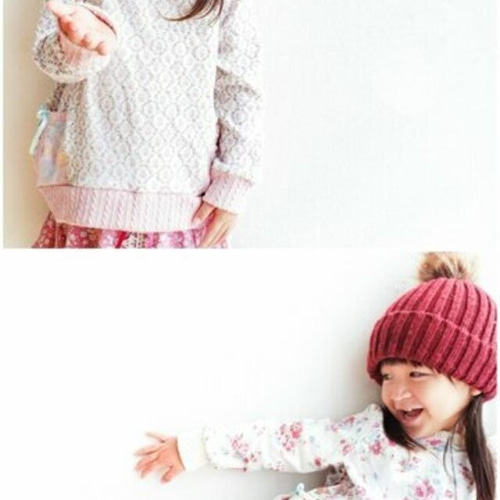 リボンポンポンチュニック 120（120]スモーキーリボン*ふんわりプル  