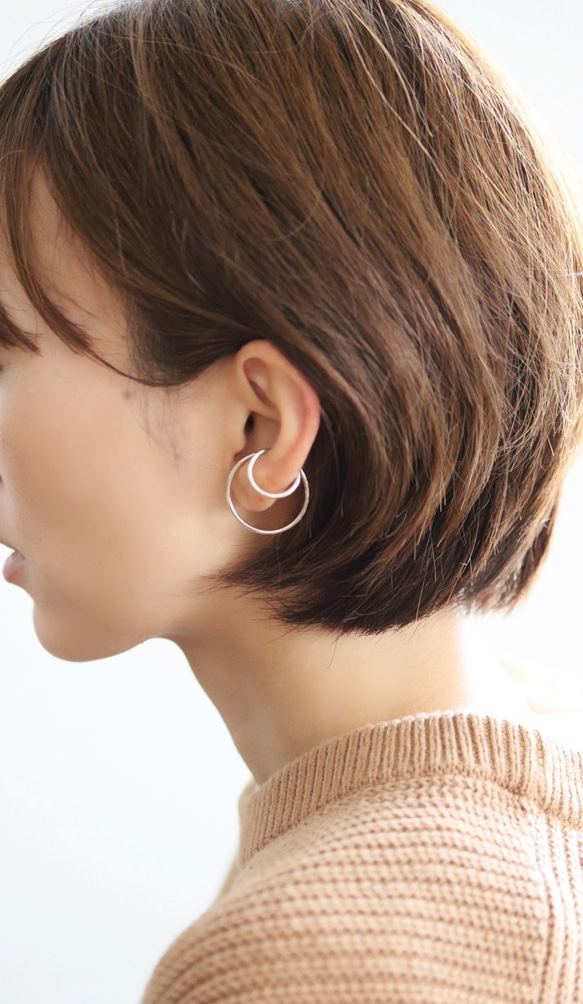 Double line Earcuff 毎日のイヤカフ　(gold/silver) 【E47-321S/G】 6枚目の画像